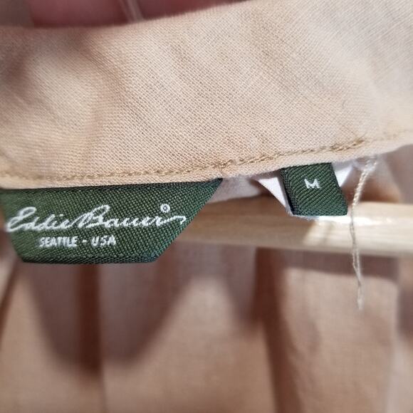 Eddie Bauer Tank Top Womens Medium Tan Sleeveless Tank Top Split Neck Sequins - Picture 4 of 7